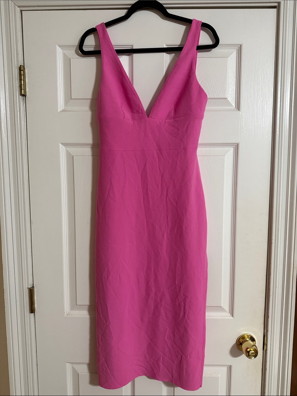 Amanda Uprichard Fuchsia V‑Neck Midi Dress